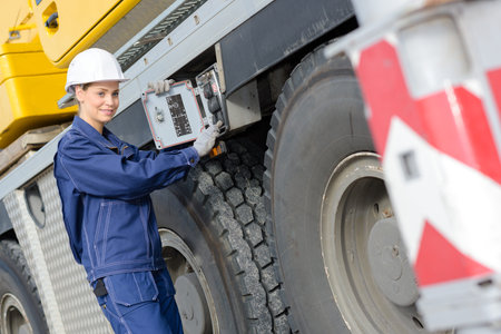 service mechanic fixing a heavy truck