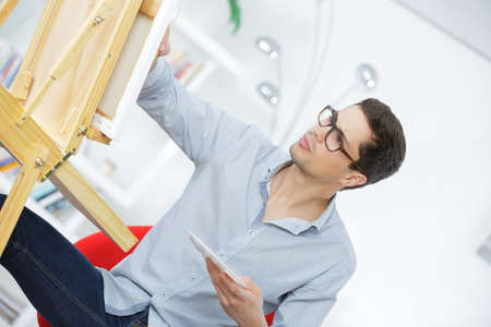 portrait of a young male artistの写真素材