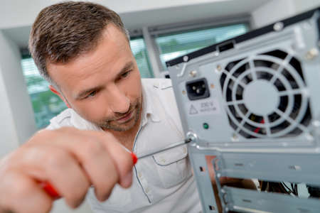 Fixing a computerの写真素材