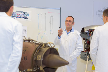 Teacher with engineering students