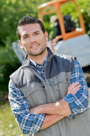 Foreman stood in a gardenの写真素材