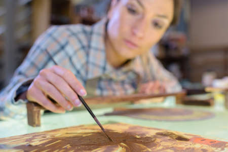 painting the glassの写真素材