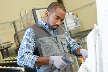 worker using a barcode reader