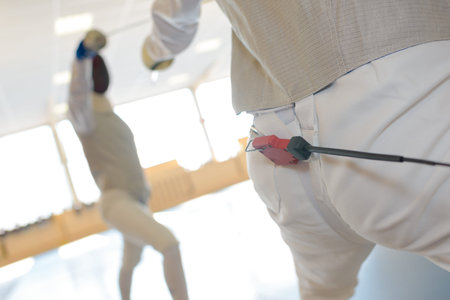 Closeup of fencing combat