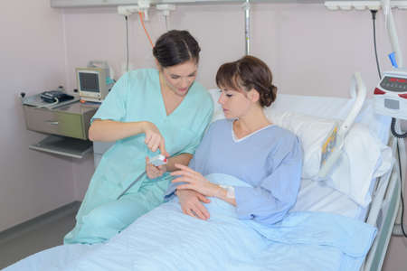 nurse and the patientの写真素材