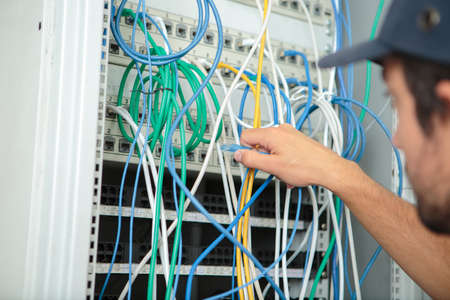repairing the telecommunication cablesの写真素材