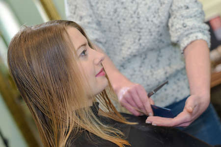 Lady having haircutの写真素材