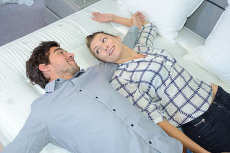 testing the bed qualityの写真素材