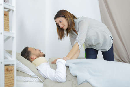 the sick man's visitorの写真素材