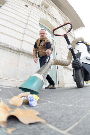 dustman cleaning the streetsの写真素材