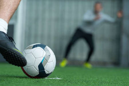 football ready to kick a penaltyの写真素材