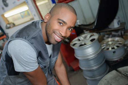 the tire workerの写真素材