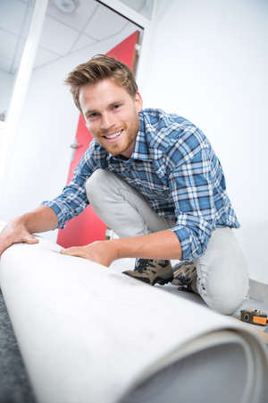 Portrait of carpet fitterの写真素材