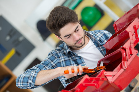 worker and his red tool box