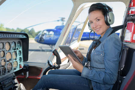woman helicopter pilotの写真素材