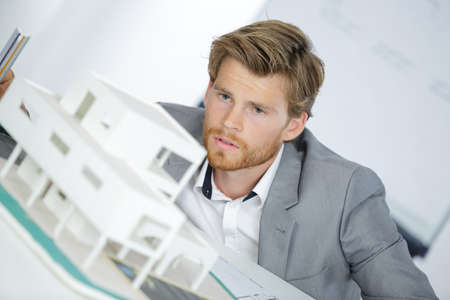 architect designing new city hoodの写真素材