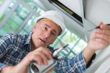 professional cctv technician workingの写真素材