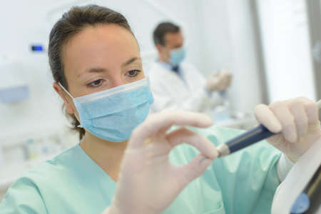 Medical worker wearing maskの写真素材