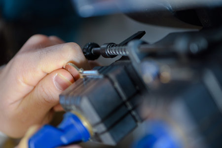 Closeup of key in machine