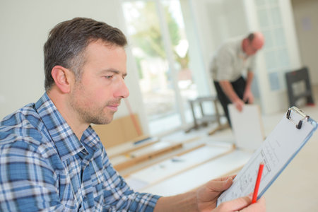 setting up furnitureの写真素材