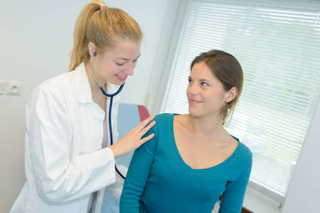 checking the breathingの写真素材