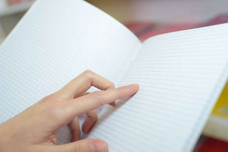 empty book opened with handの写真素材