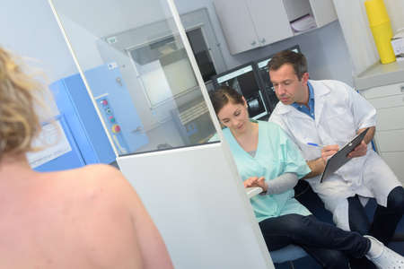 patient ready for an electrocardiogramの写真素材