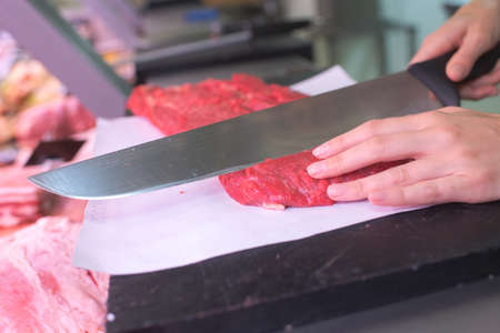 slicing meatの写真素材