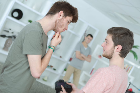 3 teen boys fashion shoot indoors