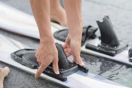 close up water ski shoesの写真素材
