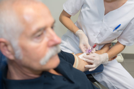 senior man getting vaccination