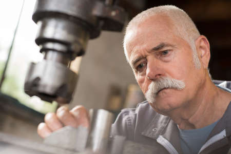 man in garageの写真素材