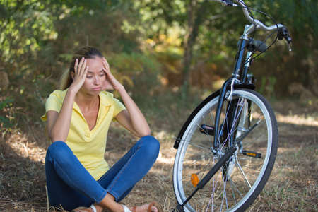 break from bikingの写真素材