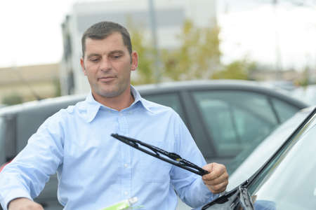 replacing wiper bladeの写真素材