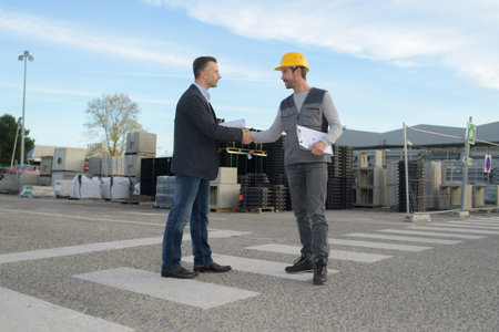 shaking hands with the customerの写真素材