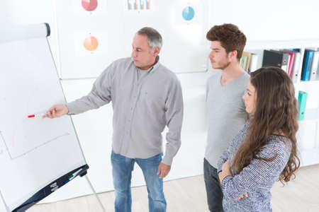 international students and teacher at white board at lecturの写真素材