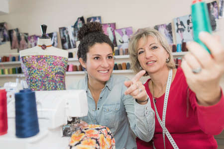 two dressmakers and their projectの写真素材