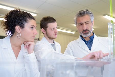 students and teacher in biology training course