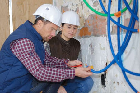 installation new black pe septic tank in construction siteの写真素材