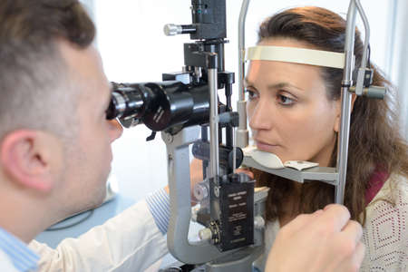 Woman having eye testの写真素材