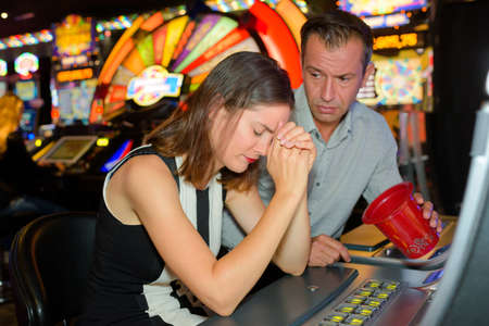 female gambler lost everything in the casinoの写真素材