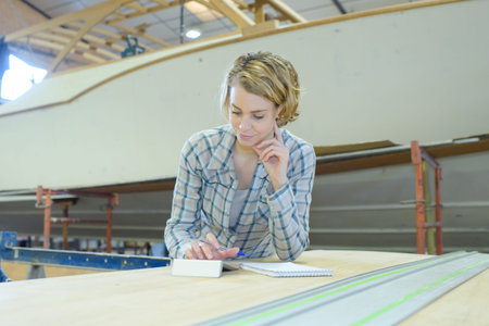A woman working in a home workshop