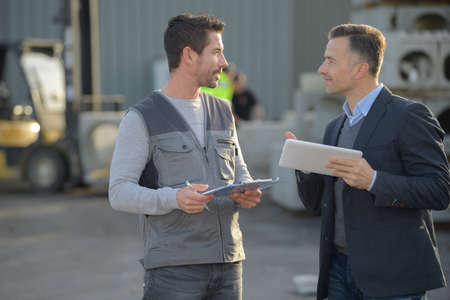 construction specialist using a tablet computerの写真素材
