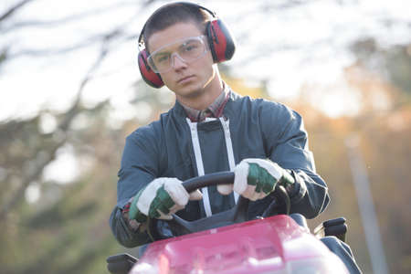 mowing the grassの写真素材