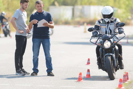 the motorbike riding schoolの写真素材