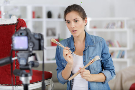 camera taking photo showing brushes