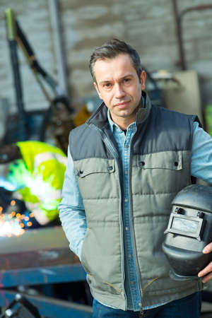 man welder outdoorsの写真素材