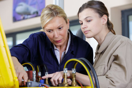 women working with cables