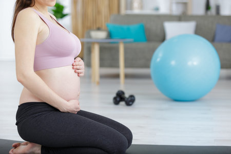 pregnancy yoga exerciseの写真素材