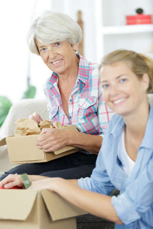 woman and mum in new homeの写真素材